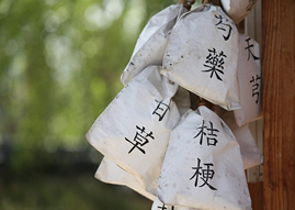 Chinese herbs in marked bags